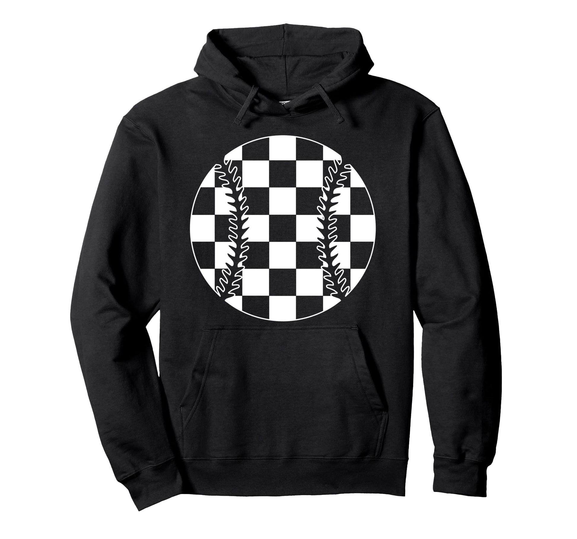 Checkered Baseball Player Lover Hoodie - Casual Everyday Wear Men Women - T-Shirt, Sweatshirt, Hoodie