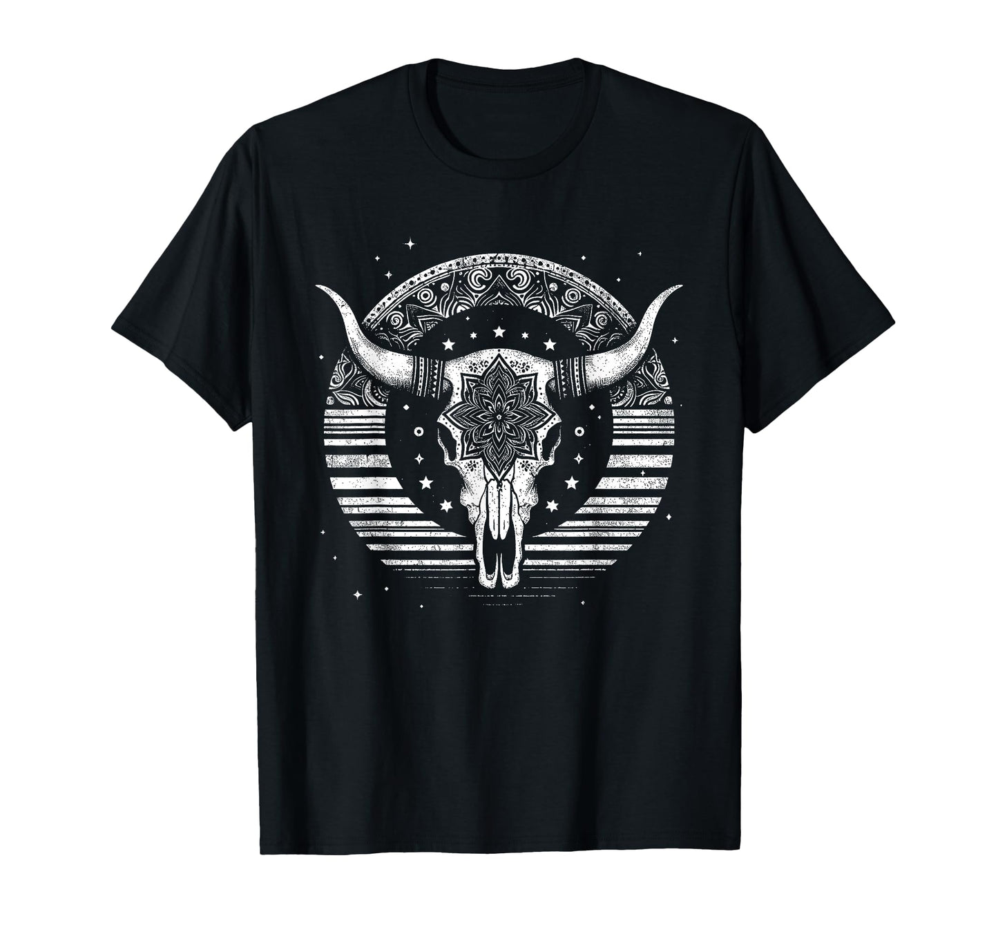 Boho Cow Bull Skull Wild West Cowgirl T-Shirt - Custom Art Print Unisex - T-Shirt, Sweatshirt, Hoodie