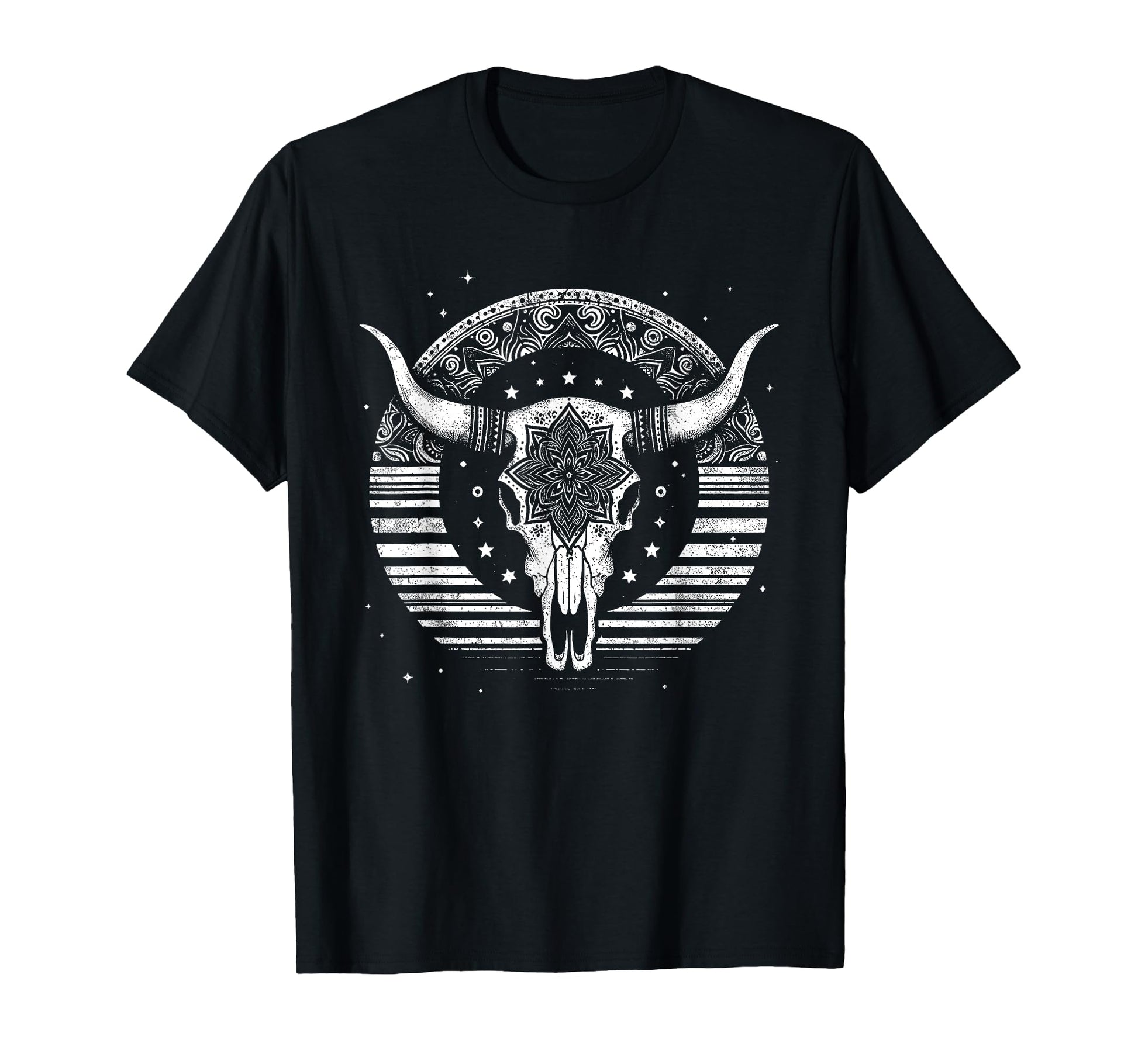 Boho Cow Bull Skull Wild West Cowgirl T-Shirt - Custom Art Print Unisex - T-Shirt, Sweatshirt, Hoodie