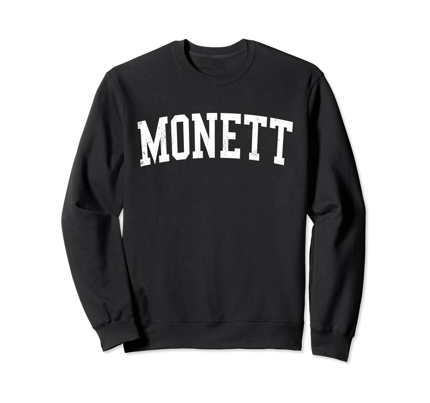 Monett Mo Distressed White Sweatshirt - Fun Novelty Design Men Women - T-Shirt, Sweatshirt, Hoodie