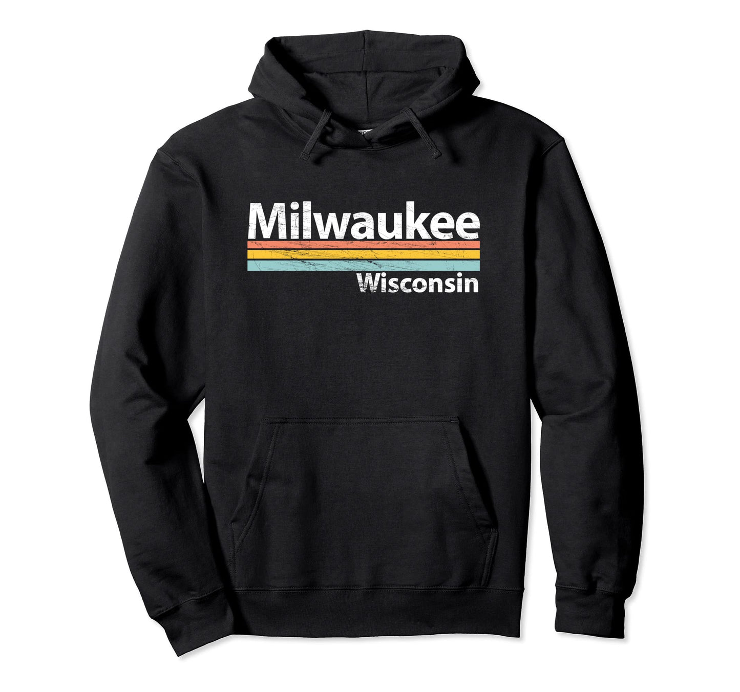 Milwaukee Wisconsin Worn Stripes Hoodie - Trendy Graphic for Adults - T-Shirt, Sweatshirt, Hoodie