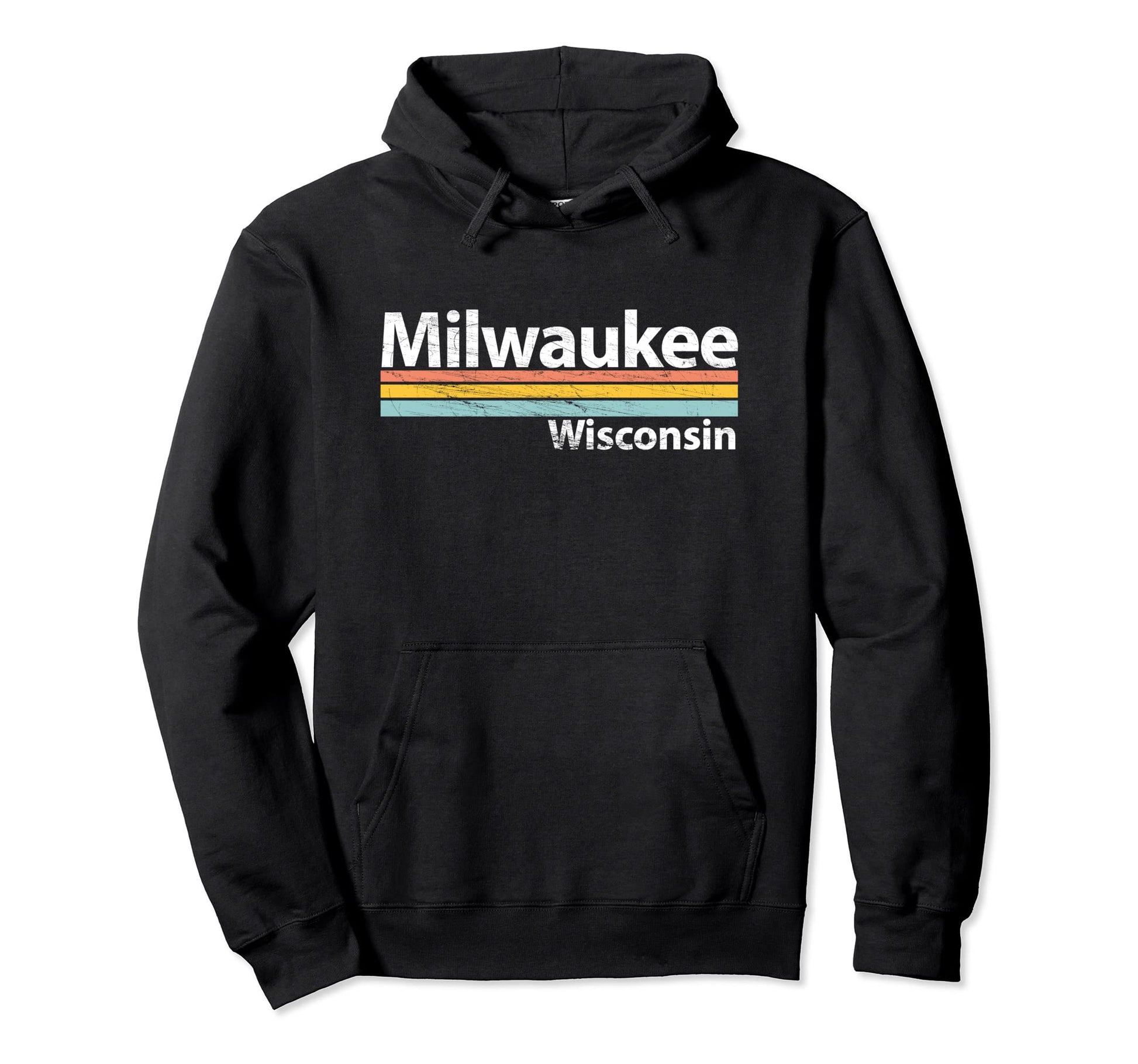 Milwaukee Wisconsin Worn Stripes Hoodie - Trendy Graphic for Adults - T-Shirt, Sweatshirt, Hoodie