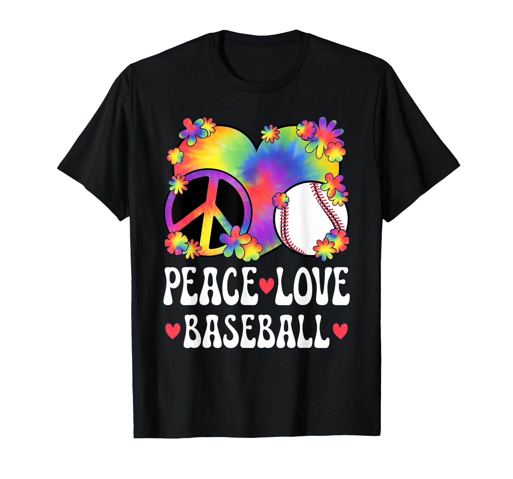 Peace Love Baseball Lover 60S 70S Hippie T-Shirt - Streetwear Style Unisex - T-Shirt, Sweatshirt, Hoodie