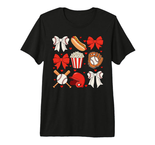 Baseball Bow Baseball Mom Mama T-Shirt - Casual Everyday Wear Unisex - T-Shirt, Sweatshirt, Hoodie
