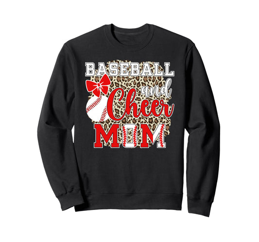 Baseball And Cheer Mom Leopard Sweatshirt - Custom Art Print for Adults - T-Shirt, Sweatshirt, Hoodie