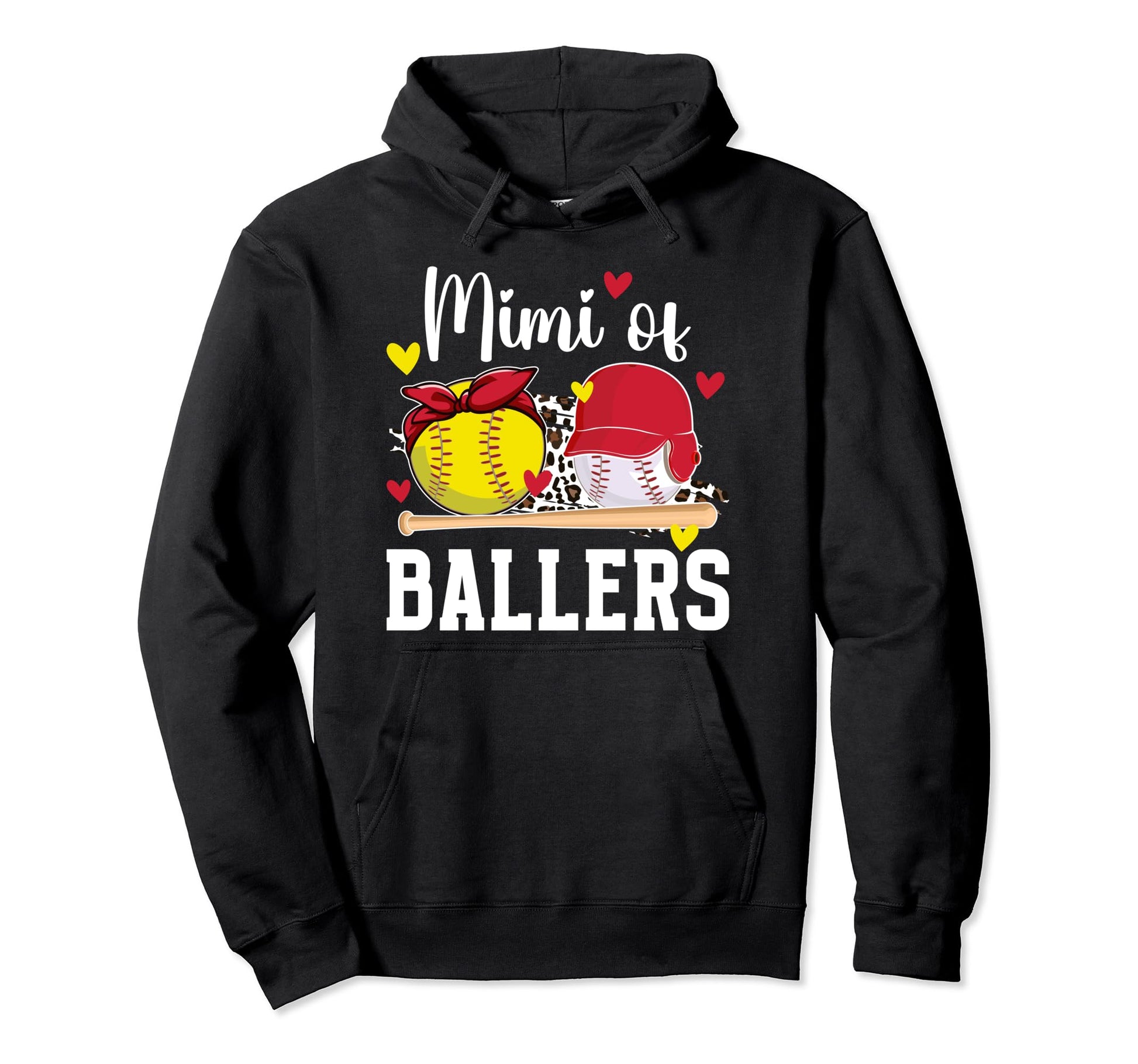 Mimi Ballers Leopard Softball Baseball Hoodie - Graphic Print for Adults - T-Shirt, Sweatshirt, Hoodie