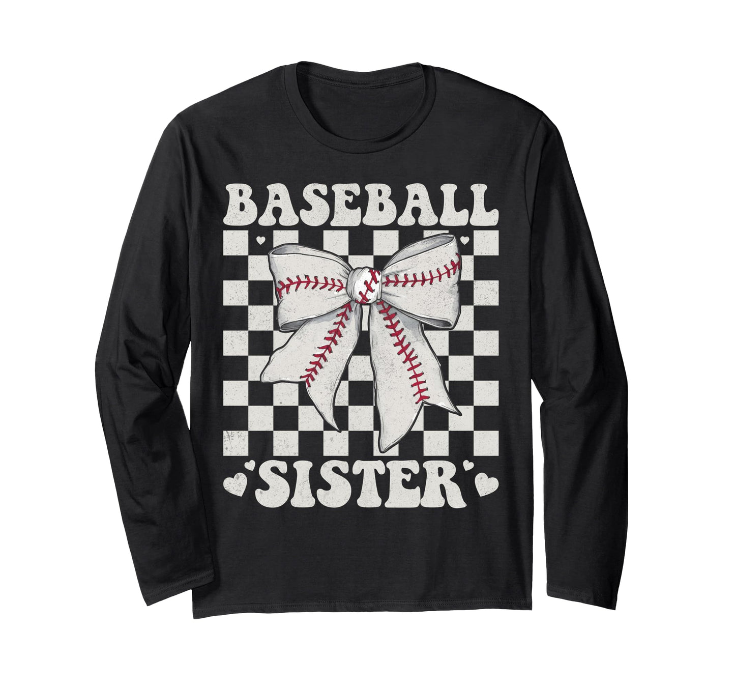 Baseball Sister Bow Laces Gift Sis Hoodie - Novelty Apparel Men Women - T-Shirt, Sweatshirt, Hoodie