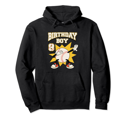 Baseball Birthday 8 Year Old Dabbing Hoodie - Streetwear Style Unisex - T-Shirt, Sweatshirt, Hoodie