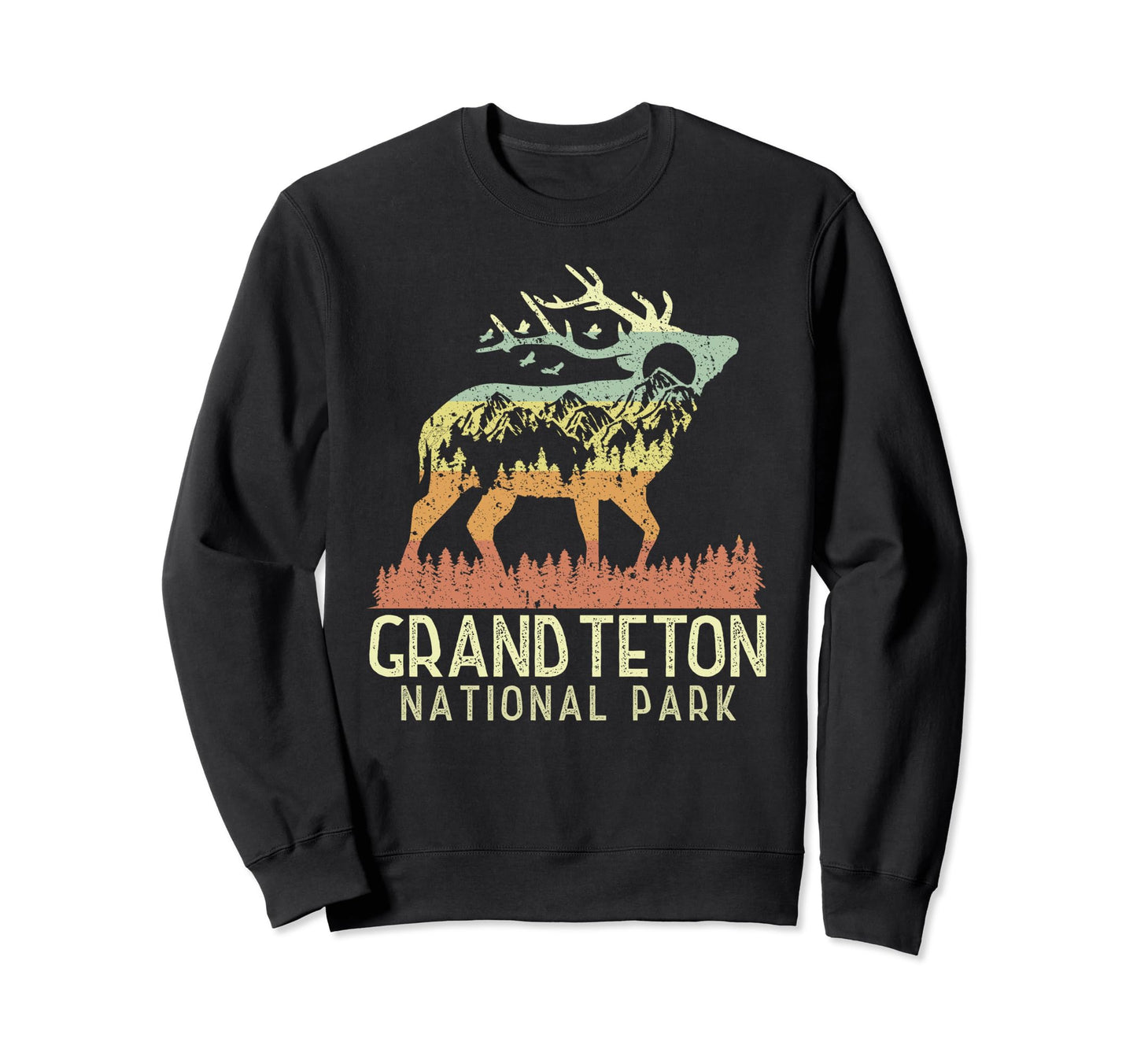 Grand Teton National Park Mountain Elk Sweatshirt - Trendy Graphic Unisex - T-Shirt, Sweatshirt, Hoodie