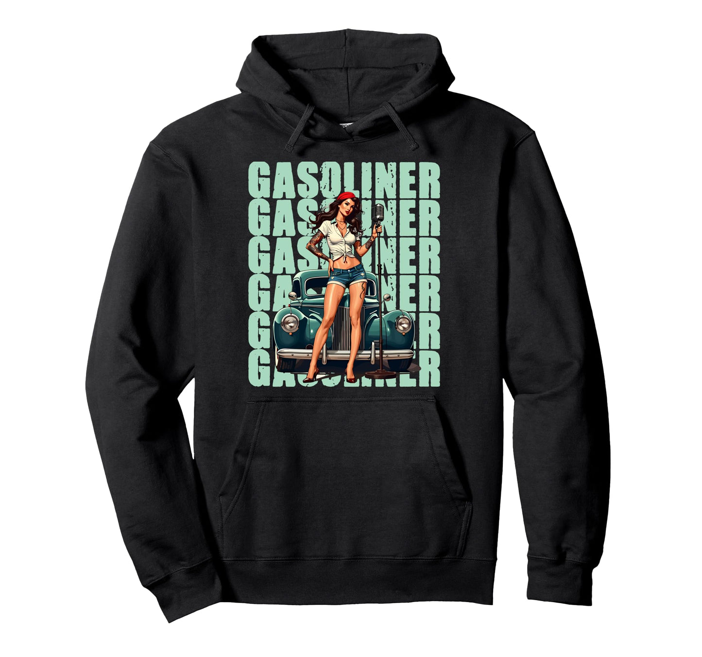 Gasoline Car Pin Up Hoodie - Streetwear Style Men Women - T-Shirt, Sweatshirt, Hoodie