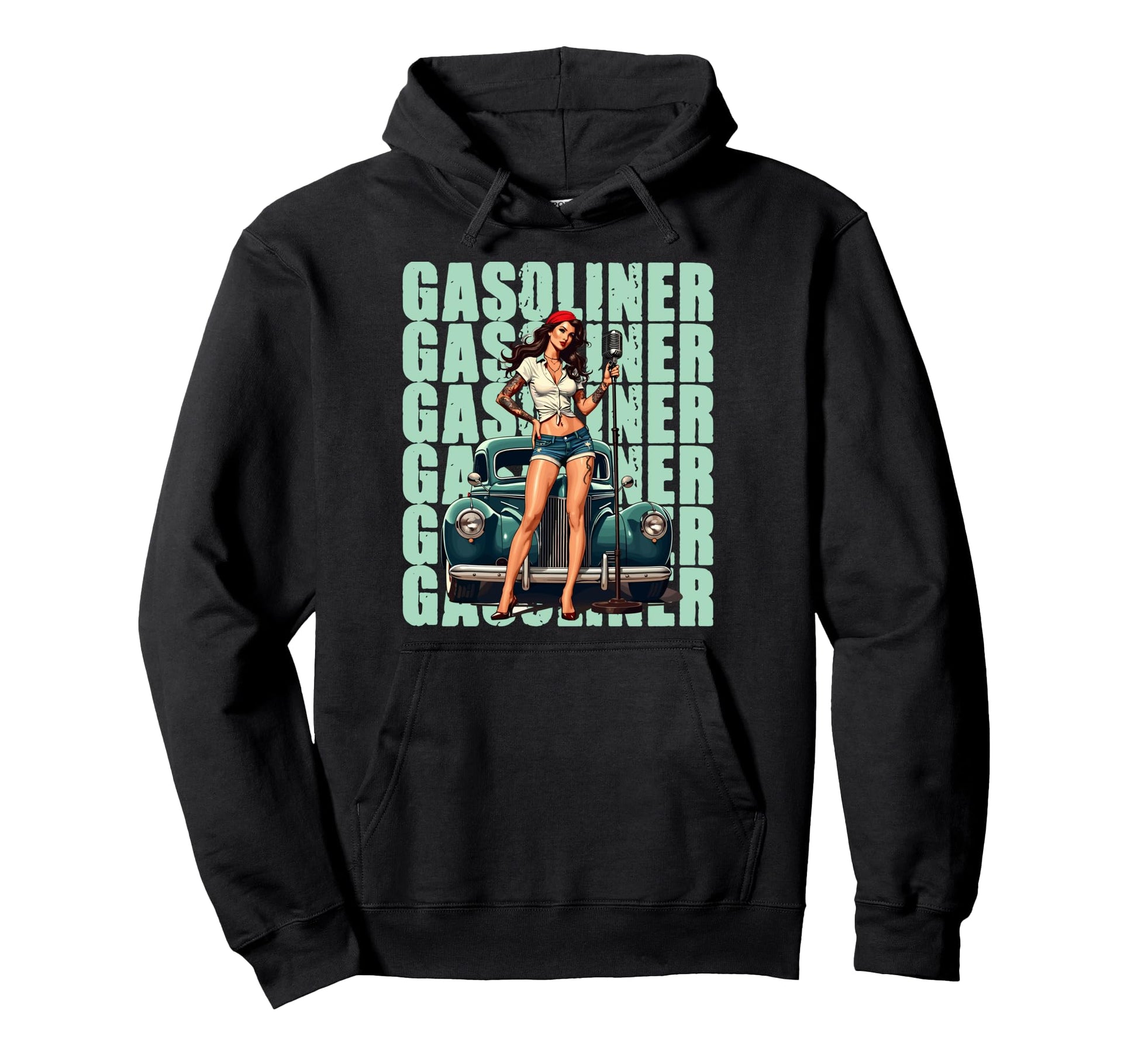 Gasoline Car Pin Up Hoodie - Streetwear Style Men Women - T-Shirt, Sweatshirt, Hoodie