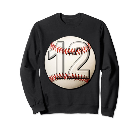 Baseball 12Th Birthday Sports Sweatshirt - Minimalist Print Men Women - T-Shirt, Sweatshirt, Hoodie