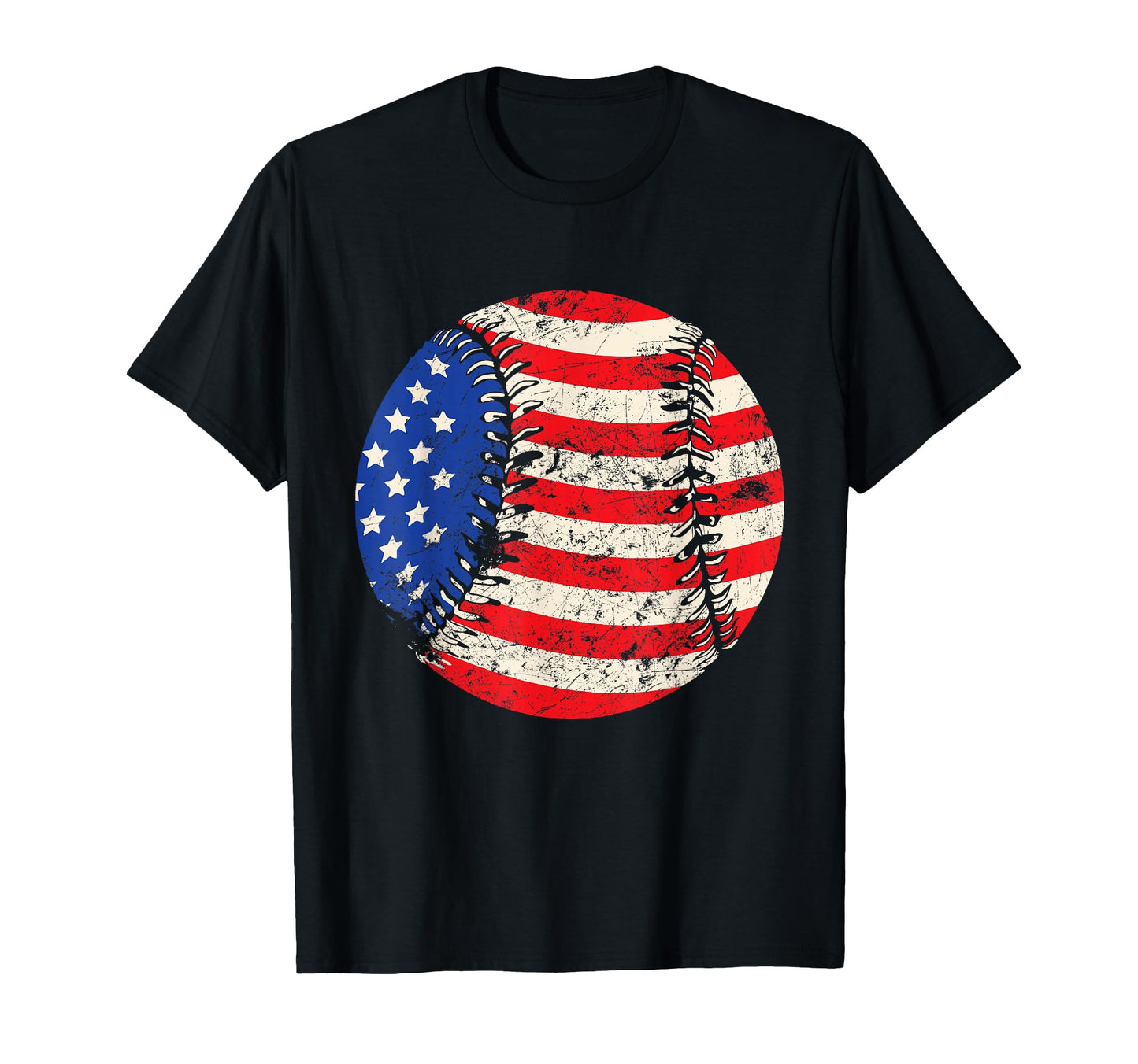 Baseball U S American Flag July 4Th T-Shirt - Novelty Apparel for Adults - T-Shirt, Sweatshirt, Hoodie
