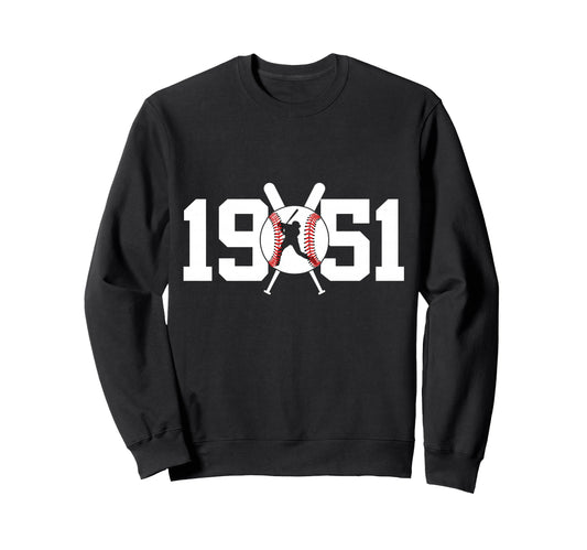 1951 Baseball 75Th Birthday Sweatshirt - Custom Art Print for Adults - T-Shirt, Sweatshirt, Hoodie