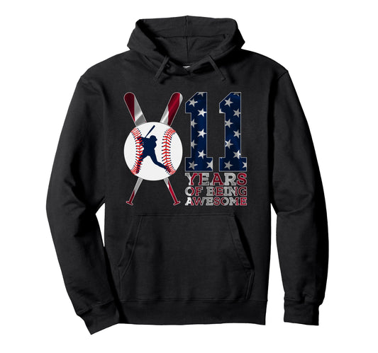 11 Years Being Awesome Baseball 11Th Hoodie - Trendy Graphic Men Women - T-Shirt, Sweatshirt, Hoodie