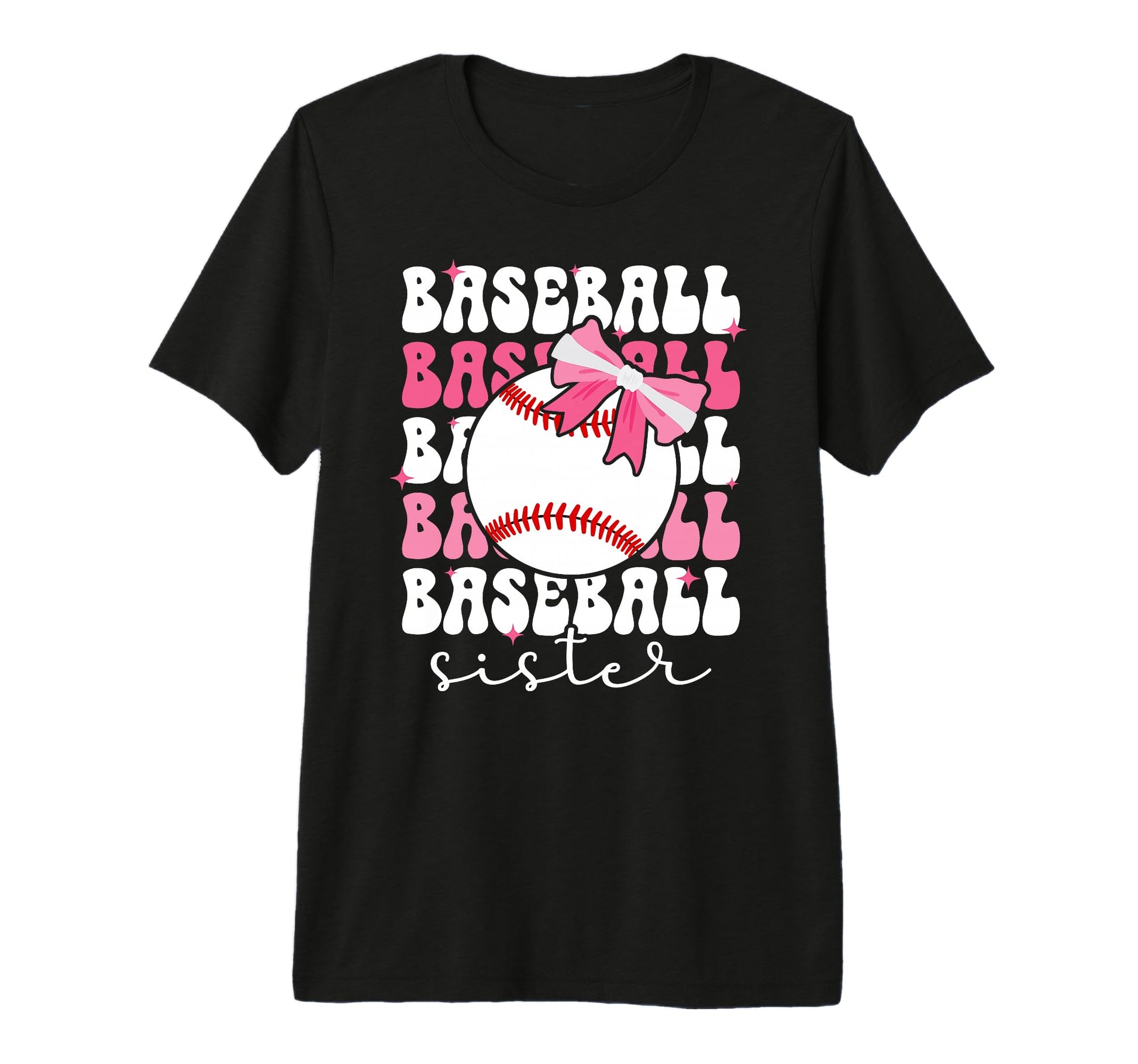 Baseball Sister Bow Baseball Players T-Shirt - Unique Graphic for Adults - T-Shirt, Sweatshirt, Hoodie
