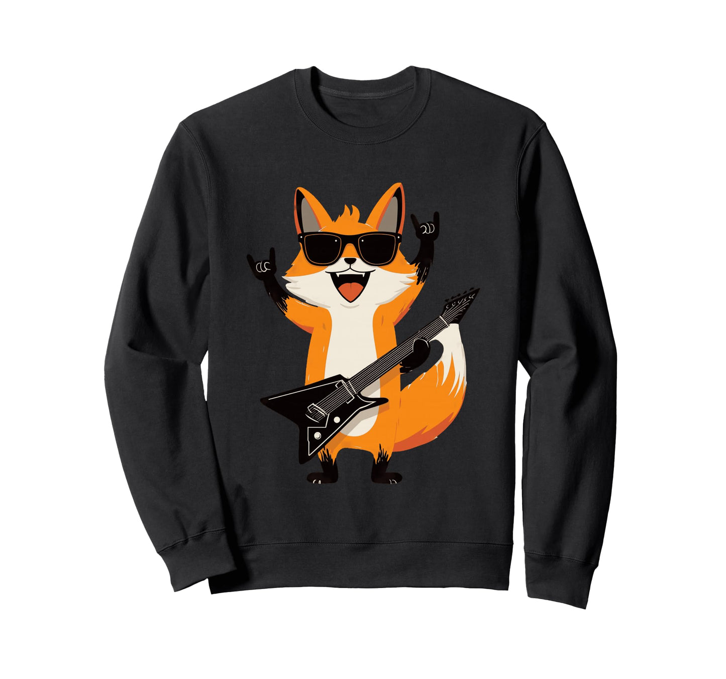 Fox Rockstar Guitar Player Funny Sweatshirt - Casual Everyday Wear Unisex - T-Shirt, Sweatshirt, Hoodie