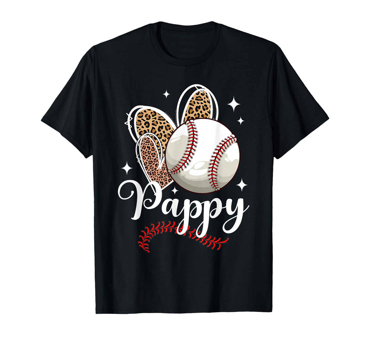 Baseball Pappy Funny Leopard Heart T-Shirt - Aesthetic Graphic Unisex - T-Shirt, Sweatshirt, Hoodie