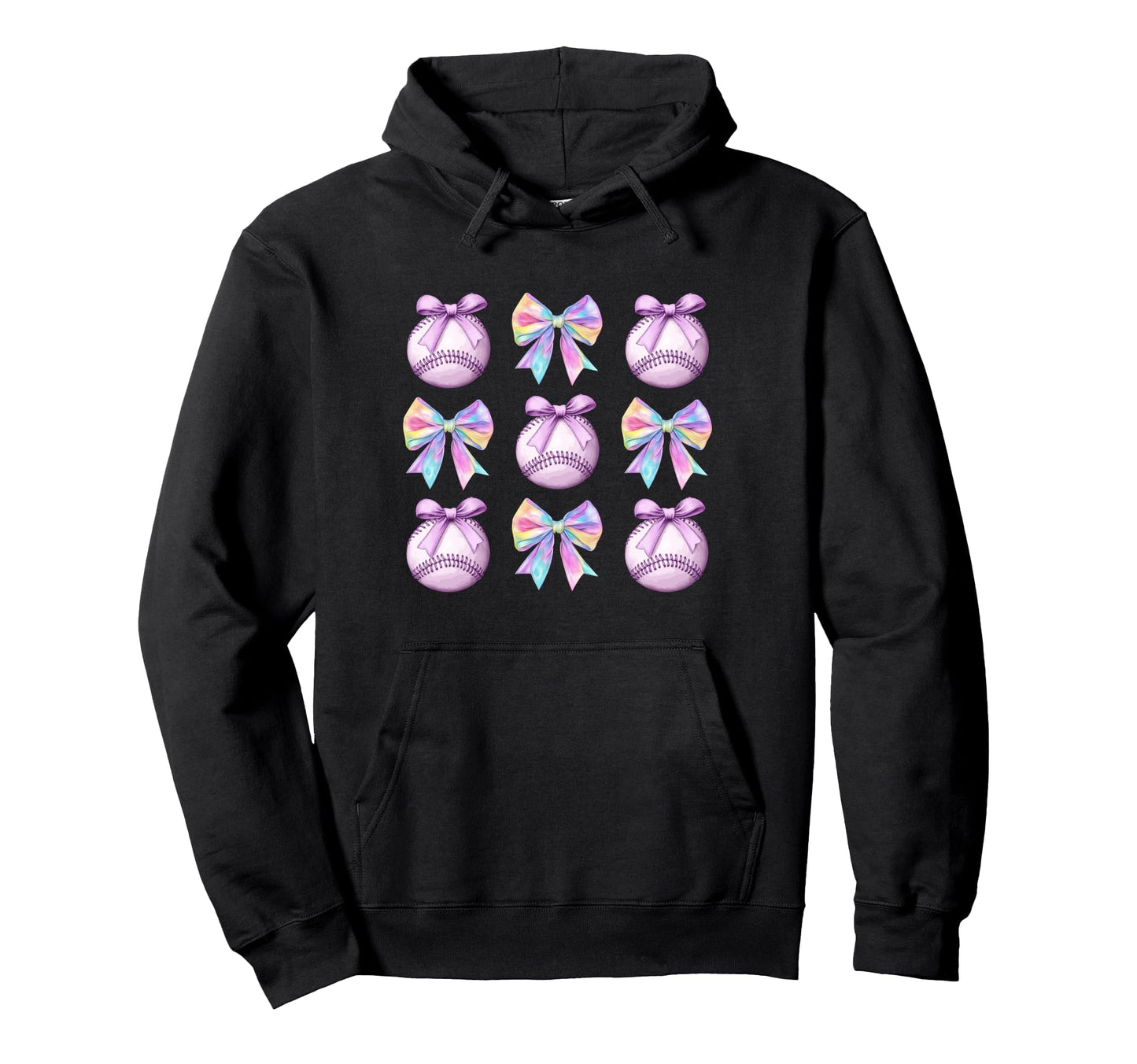 Baseball Coquette Bows Purple Hoodie - Casual Everyday Wear Men Women - T-Shirt, Sweatshirt, Hoodie
