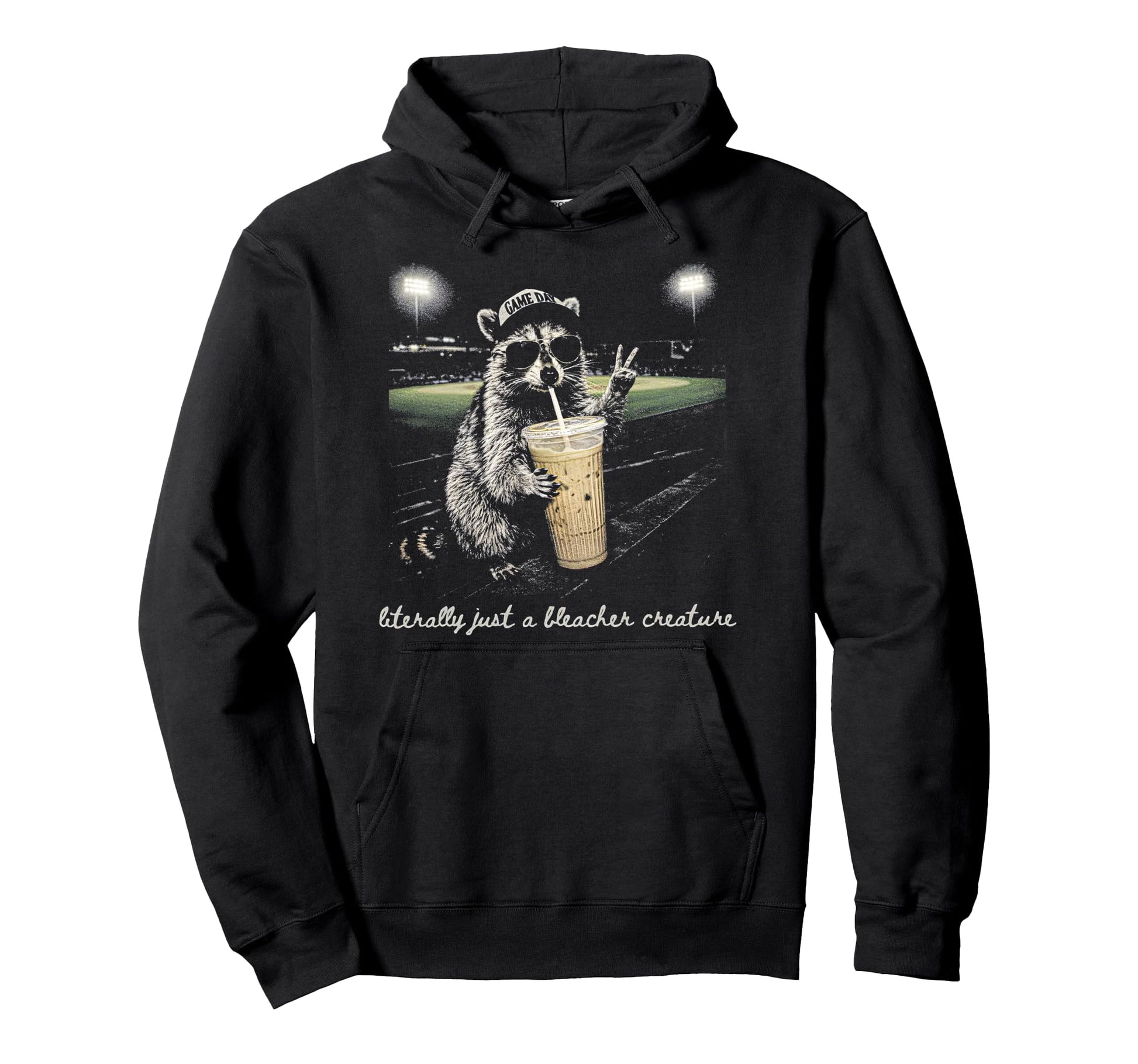 Raccoon Literally Just Bleacher Hoodie - Casual Everyday Wear Men Women - T-Shirt, Sweatshirt, Hoodie