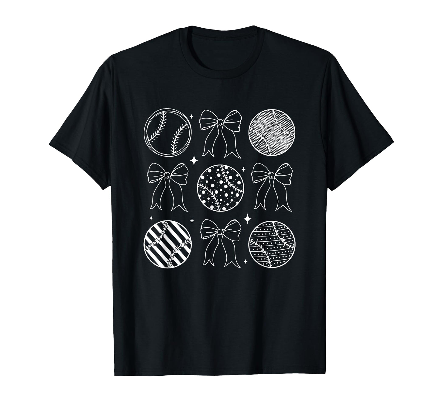 Chic Baseball Bows Patterned Elegance T-Shirt - Unique Graphic Unisex - T-Shirt, Sweatshirt, Hoodie