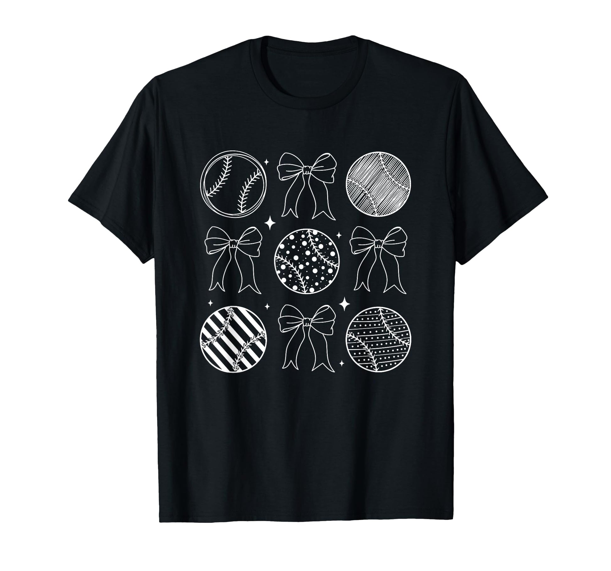 Chic Baseball Bows Patterned Elegance T-Shirt - Unique Graphic Unisex - T-Shirt, Sweatshirt, Hoodie