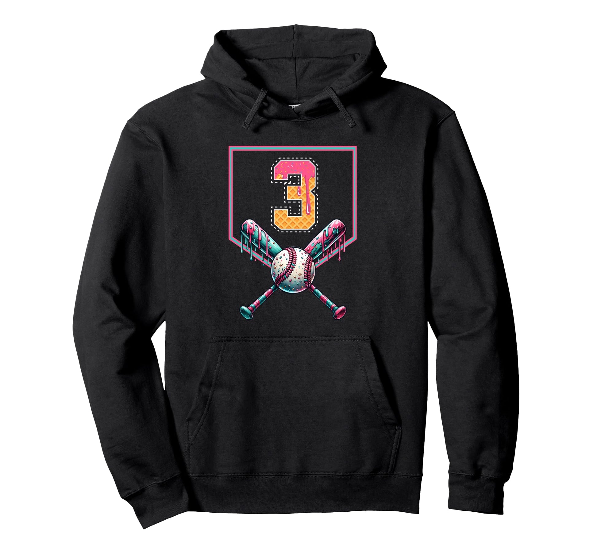 Baseball Drip Number 3 Player Or 3Rd Hoodie - Unique Graphic for Adults - T-Shirt, Sweatshirt, Hoodie