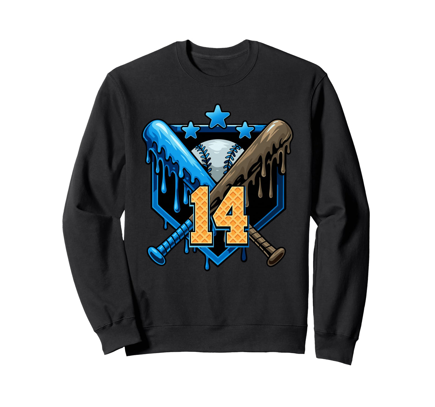 14Th Birthday Baseball Drip Sweatshirt - Custom Art Print for Adults - T-Shirt, Sweatshirt, Hoodie