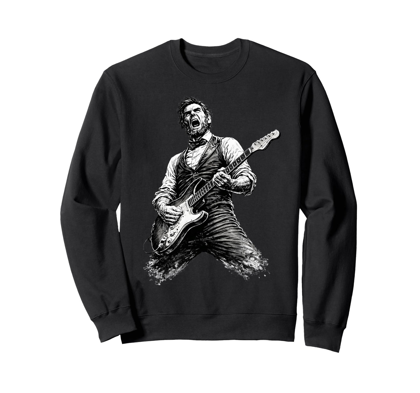 Abraham Lincoln Playing Guitar Sweatshirt - Trendy Graphic for Adults - T-Shirt, Sweatshirt, Hoodie