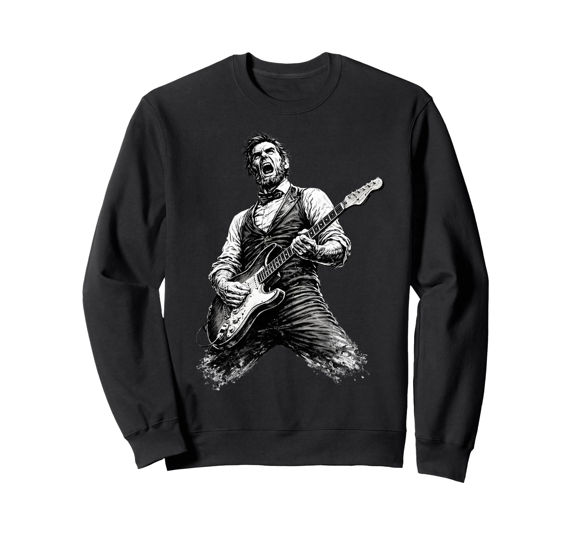 Abraham Lincoln Playing Guitar Sweatshirt - Trendy Graphic for Adults - T-Shirt, Sweatshirt, Hoodie