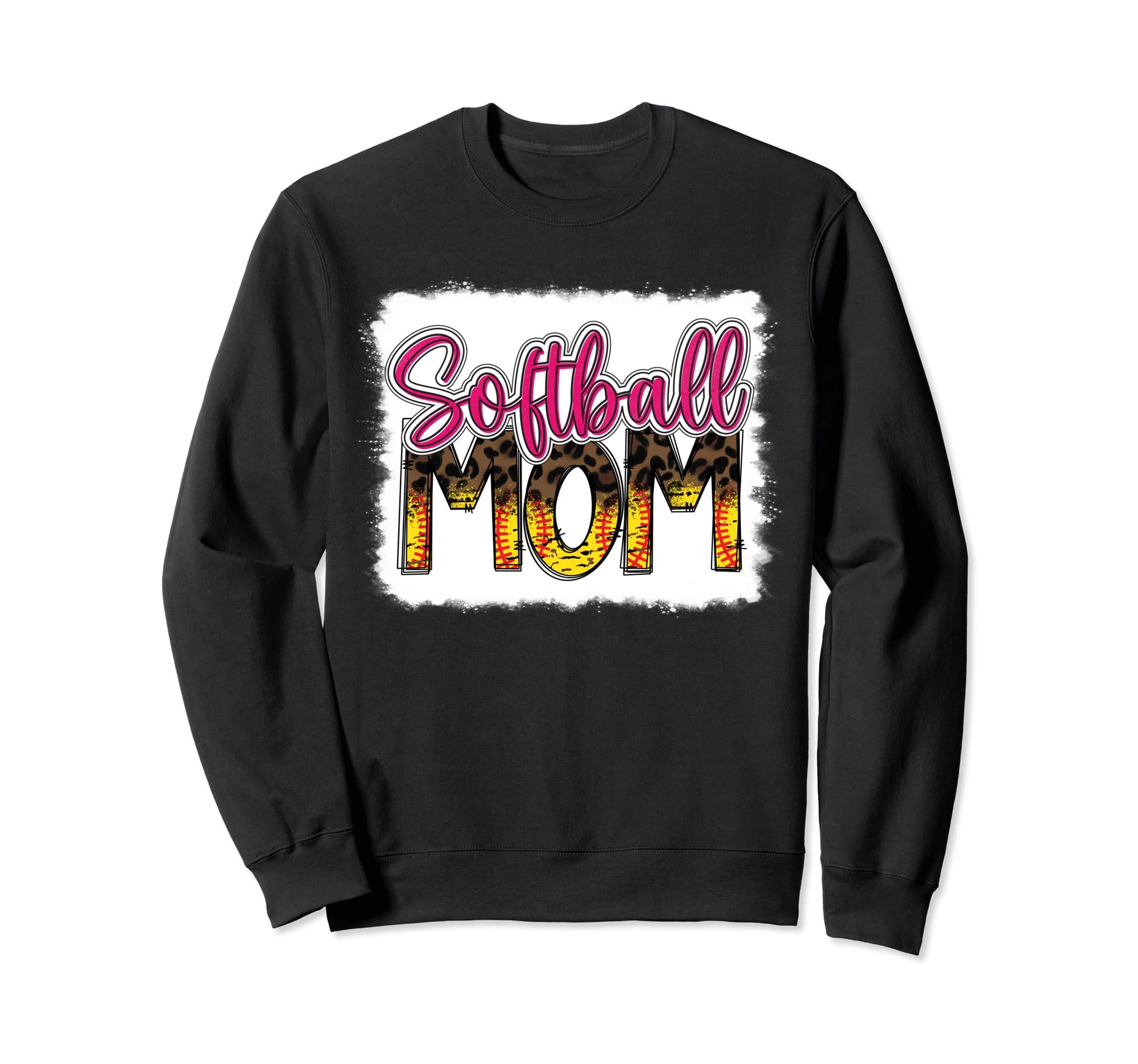 Bleached Softball Mom Leopard Funny Sweatshirt - Fun Novelty Design Unisex - T-Shirt, Sweatshirt, Hoodie