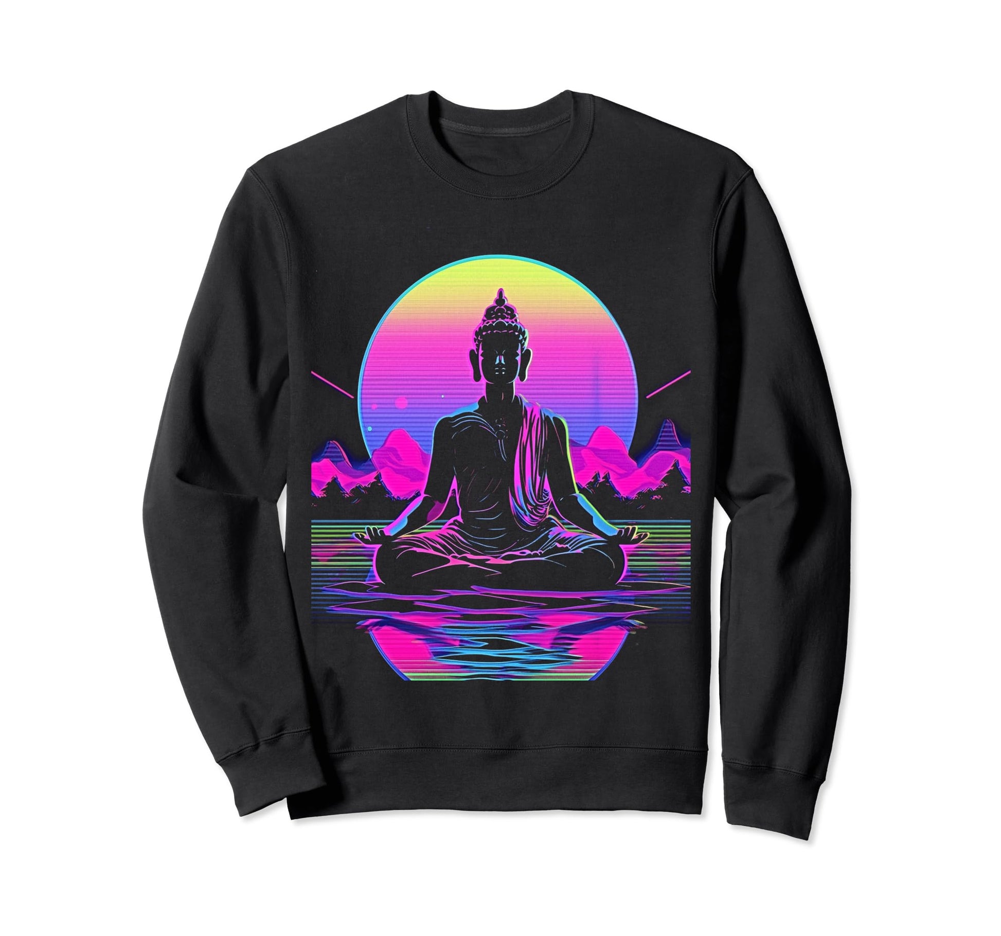 Synthwave Alien Buddha Cyberpunk 80S Sweatshirt - Trendy Graphic Men Women - T-Shirt, Sweatshirt, Hoodie