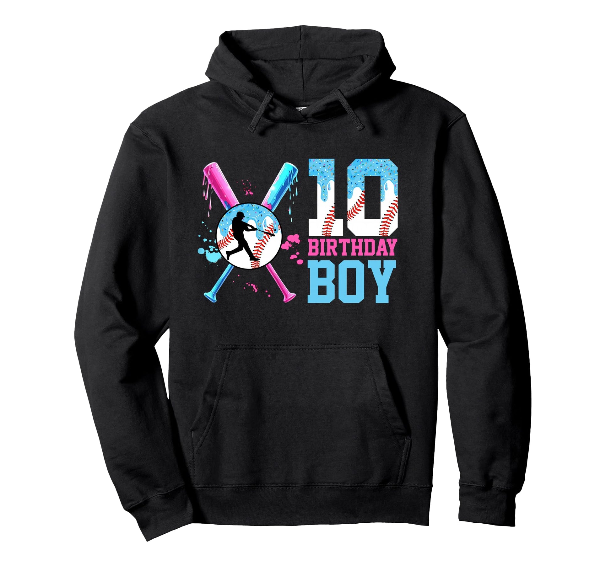 Baseball Ice Cream Drip 10Th Birthday 10 Hoodie - Trendy Graphic Unisex - T-Shirt, Sweatshirt, Hoodie