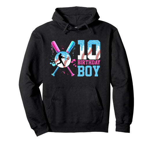 Baseball Ice Cream Drip 10Th Birthday 10 Hoodie - Trendy Graphic Unisex - T-Shirt, Sweatshirt, Hoodie