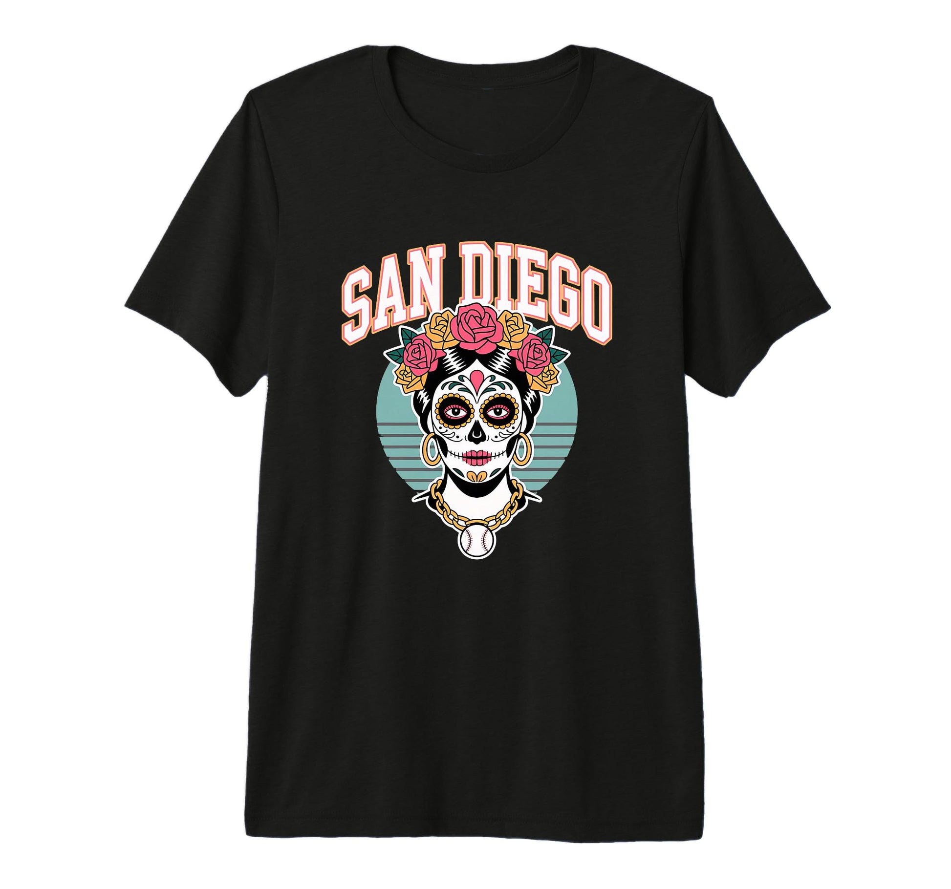 San Diego Sugar Skull Flower City T-Shirt - Fun Novelty Design for Adults - T-Shirt, Sweatshirt, Hoodie