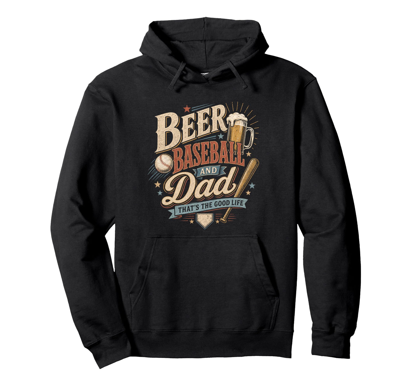 Baseball Beer Dad 1970S Hoodie - Fun Novelty Design Unisex - T-Shirt, Sweatshirt, Hoodie