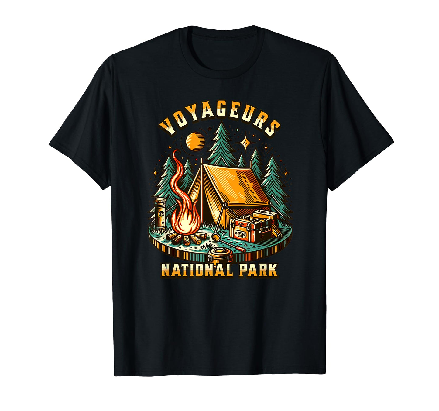 Camping Forest Tent Campfire Voyageurs T-Shirt - Fun Novelty Design Unisex - T-Shirt, Sweatshirt, Hoodie