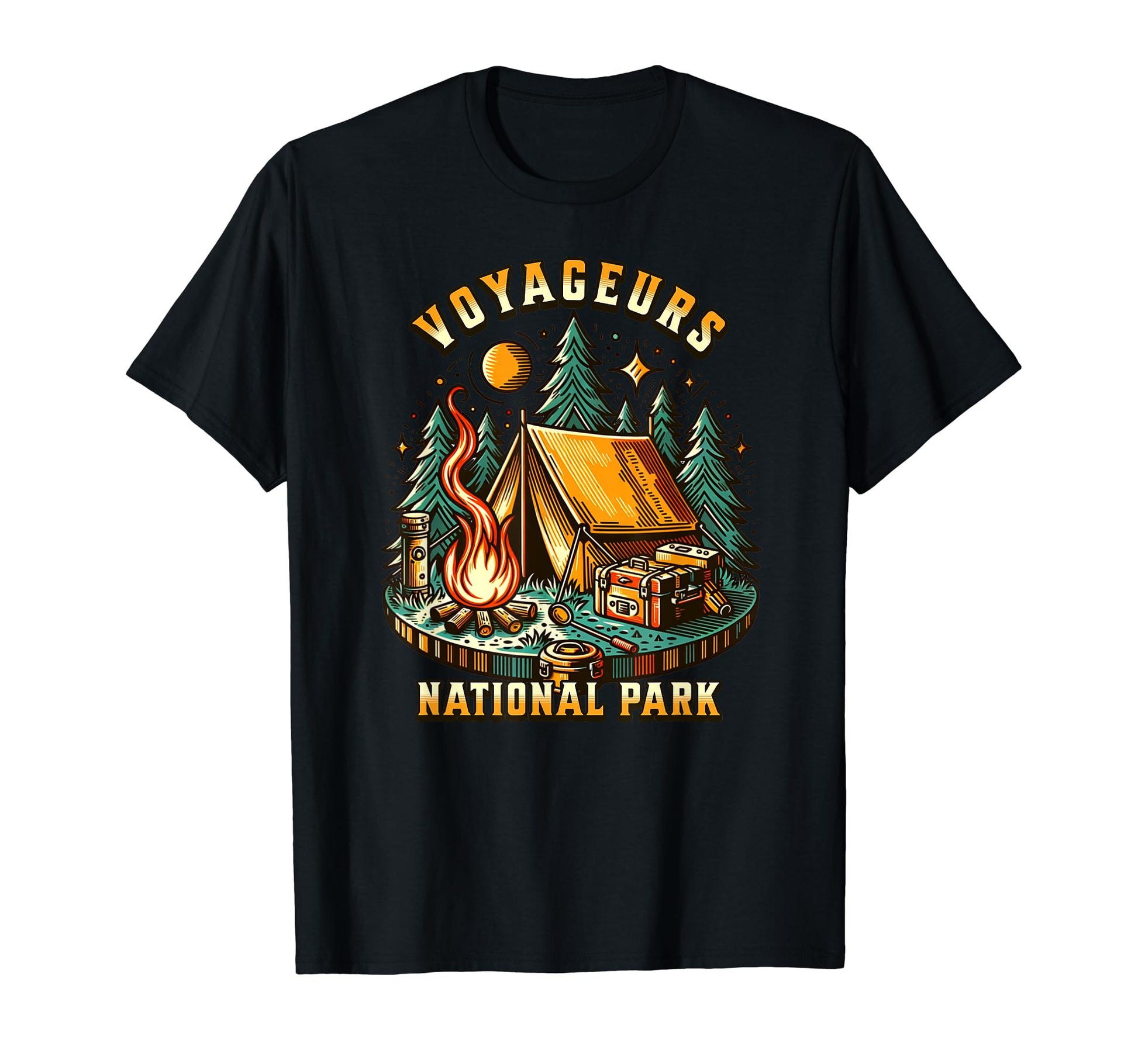 Camping Forest Tent Campfire Voyageurs T-Shirt - Fun Novelty Design Unisex - T-Shirt, Sweatshirt, Hoodie