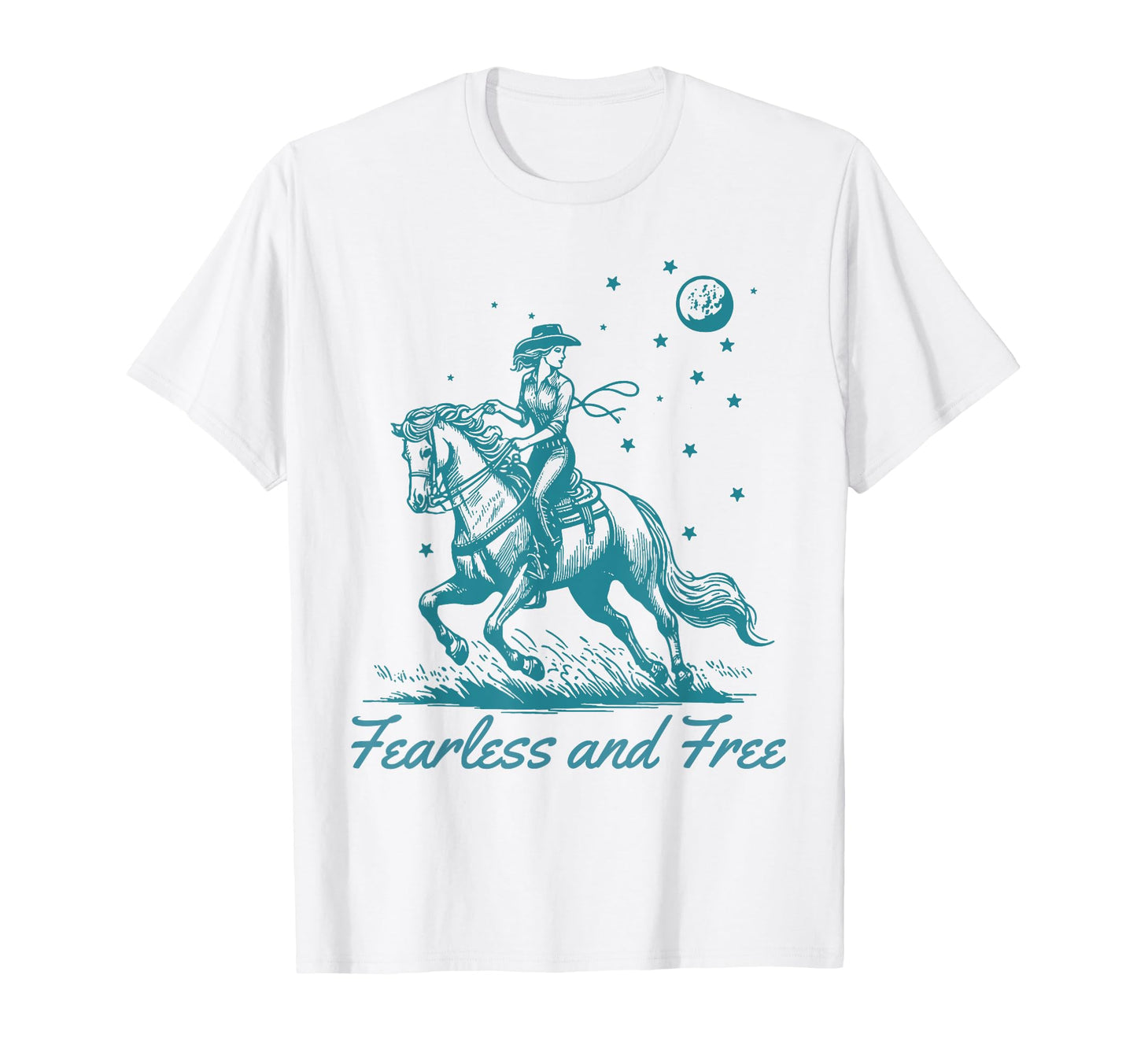 Cowgirl Western Fearless And Free Teal T-Shirt - Streetwear Style Men Women - T-Shirt, Sweatshirt, Hoodie
