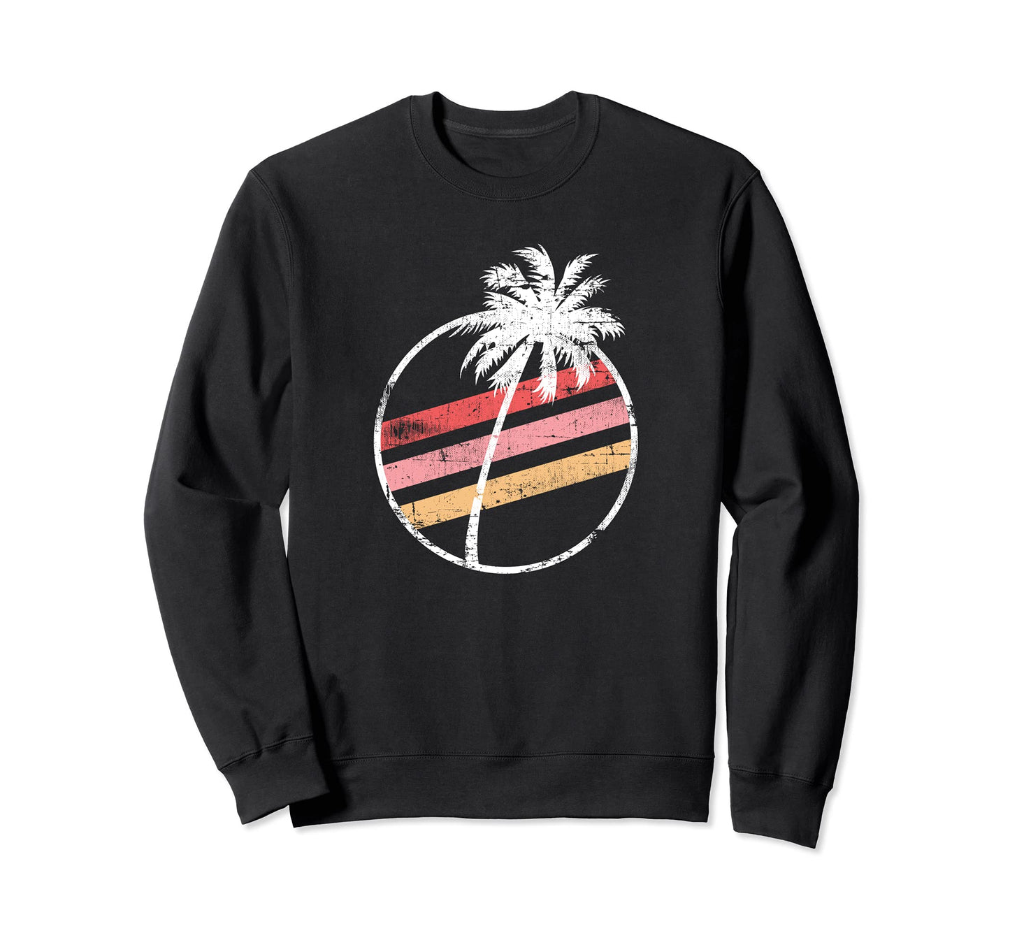 Palm Tree Stripes Beach Gift Sweatshirt - Aesthetic Graphic for Adults - T-Shirt, Sweatshirt, Hoodie