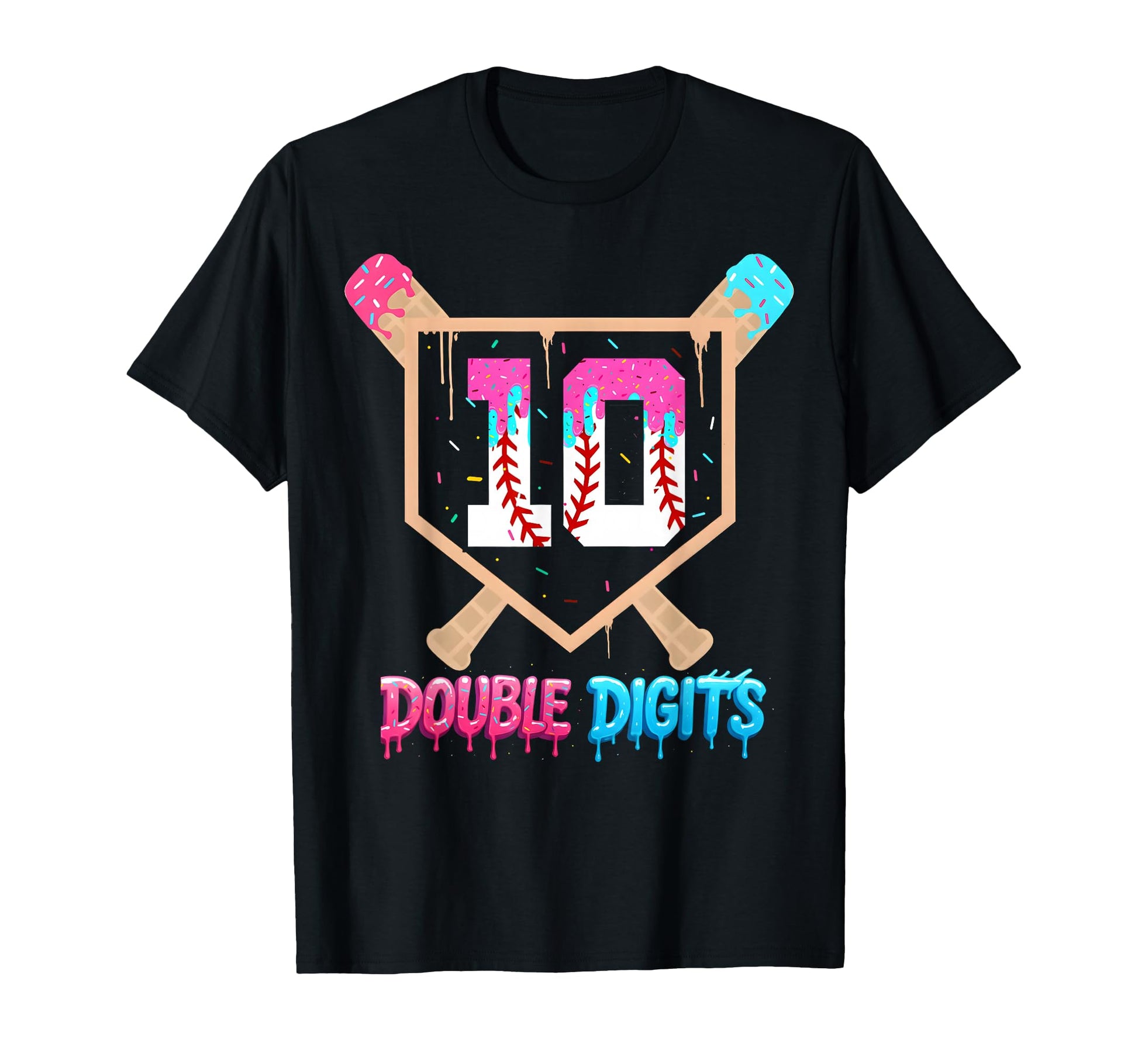 Baseball 10 Year Old Ice Cream Drip T-Shirt - Custom Art Print Men Women - T-Shirt, Sweatshirt, Hoodie