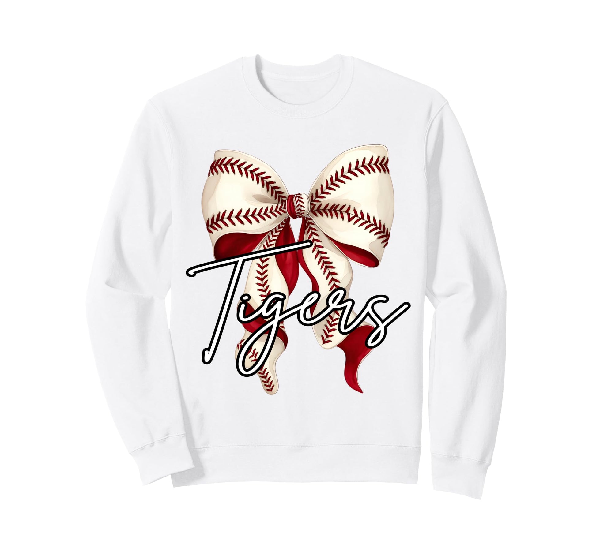 Tigers Baseball Coquette Bow Sports Sweatshirt - Custom Art Print Unisex - T-Shirt, Sweatshirt, Hoodie