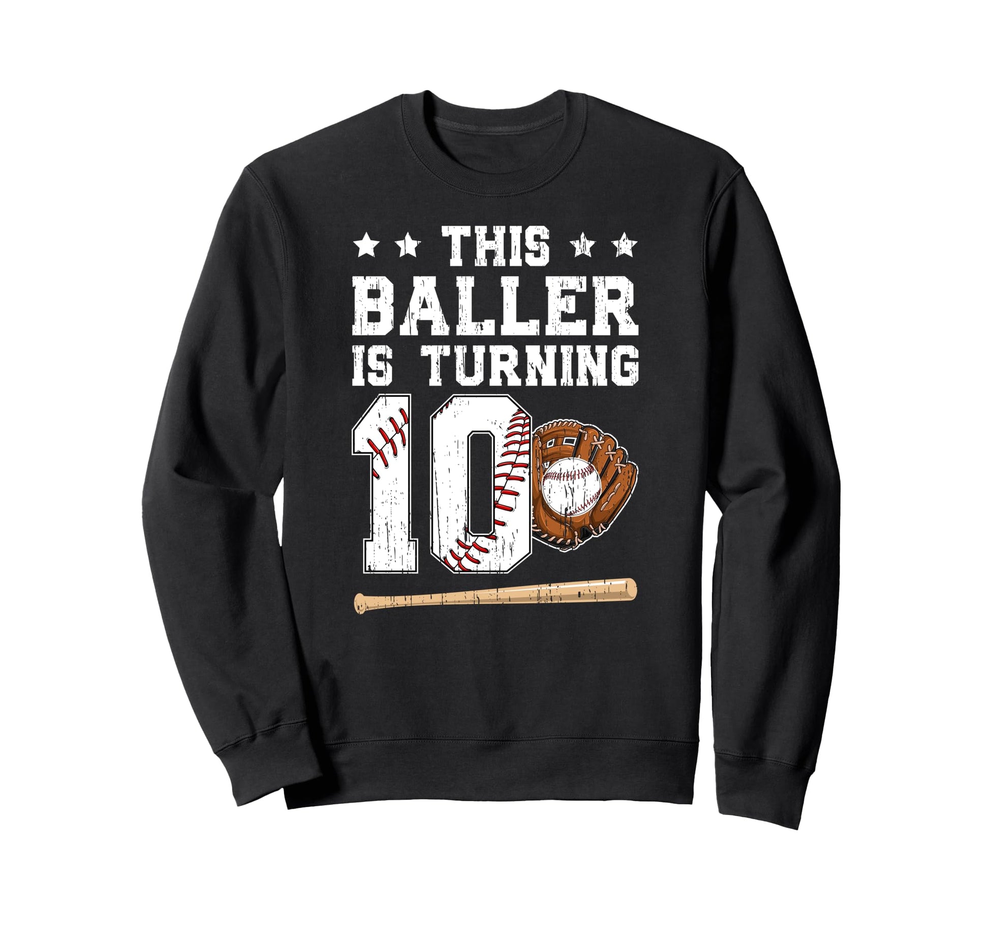 10Th Birthday Baseball 10 Year Old Sweatshirt - Custom Art Print Unisex - T-Shirt, Sweatshirt, Hoodie