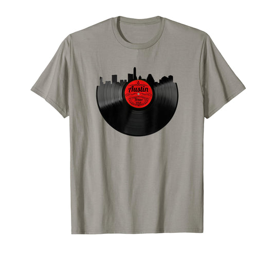 Austin Texas Vinyl Record Hipster T-Shirt - Aesthetic Graphic Unisex - T-Shirt, Sweatshirt, Hoodie