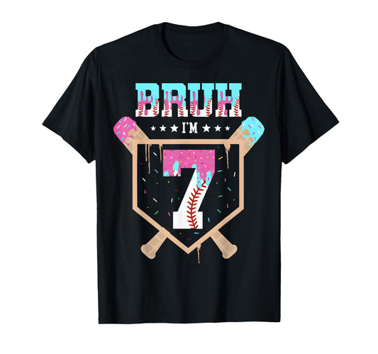 Baseball 7 Year Old Ice Cream Drip 7Th T-Shirt - Minimalist Print Unisex - T-Shirt, Sweatshirt, Hoodie