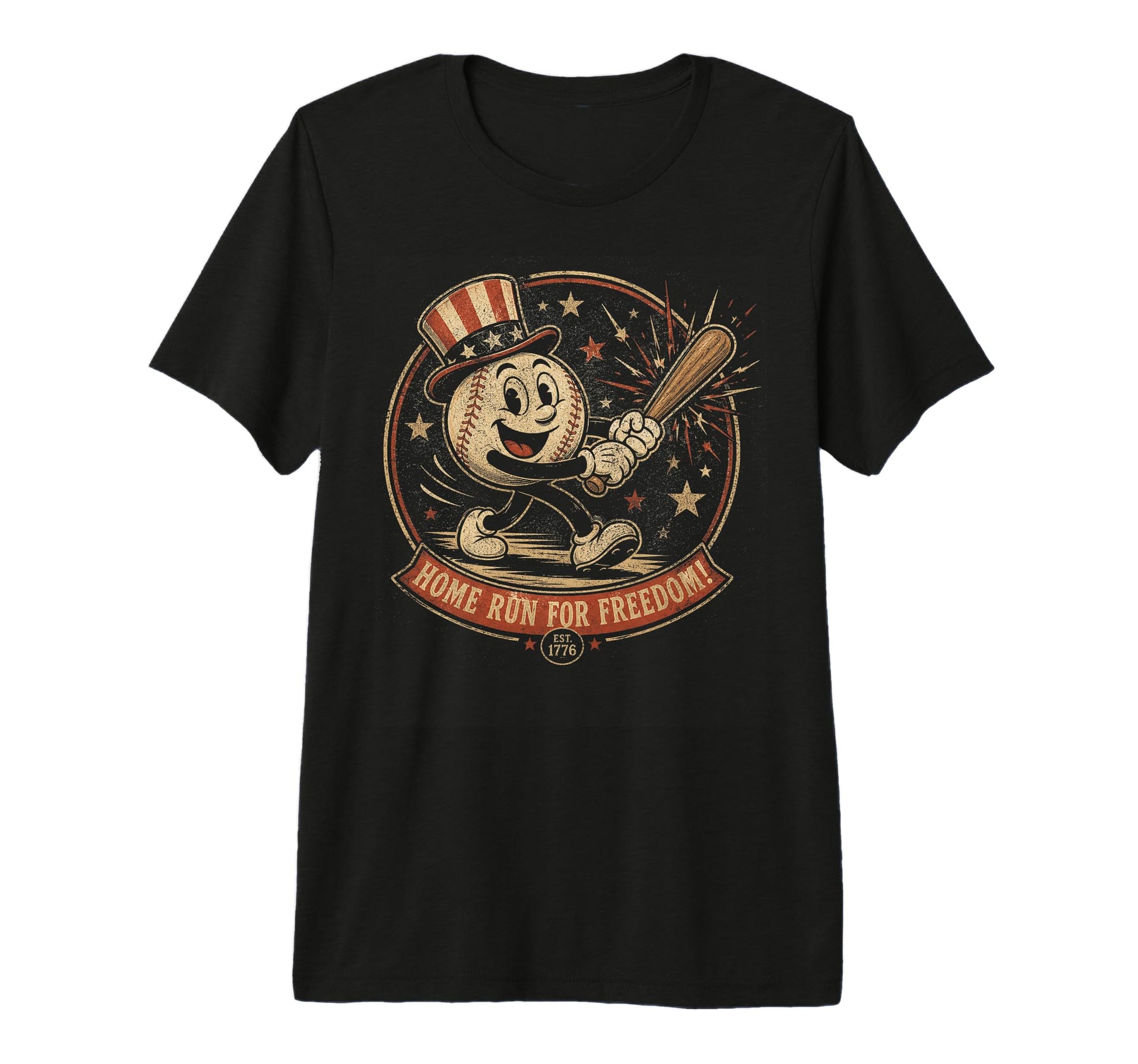 Home Run Freedom Patriotic Baseball T-Shirt - Unique Graphic for Adults - T-Shirt, Sweatshirt, Hoodie