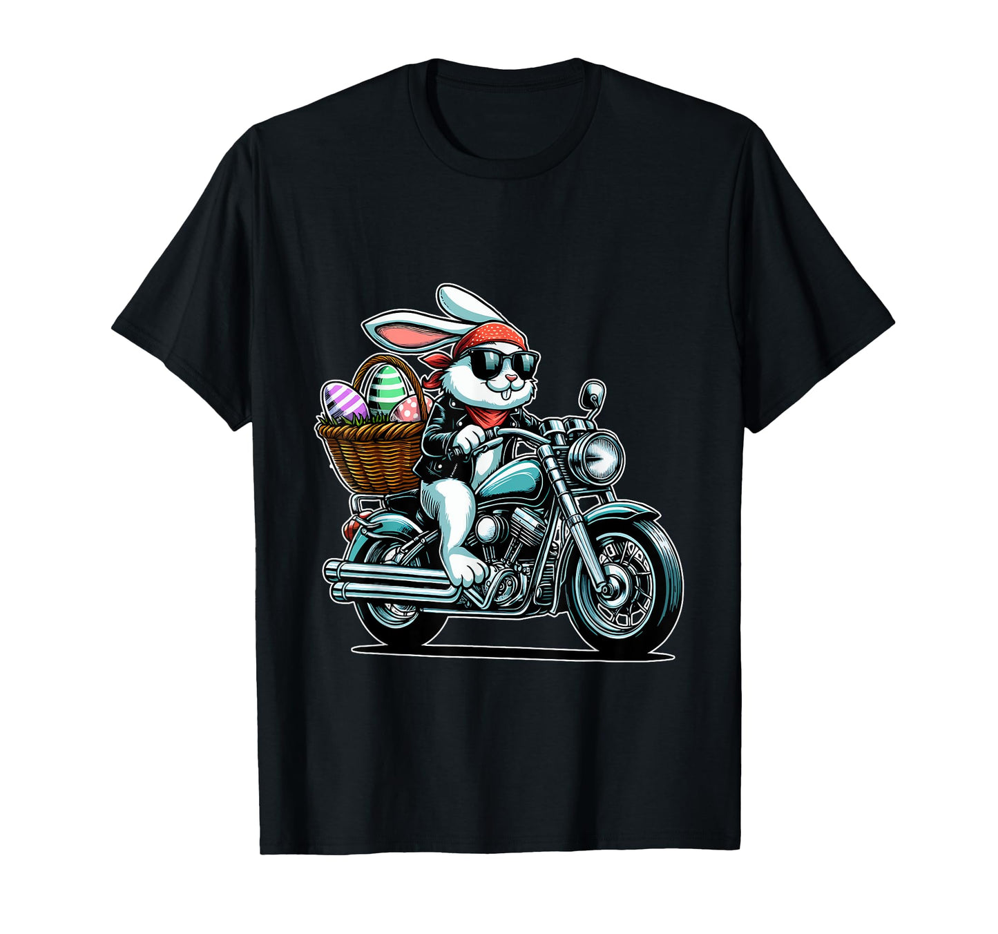 Motorcycle Bunny Easter Biker Eggs T-Shirt - Minimalist Print Men Women - T-Shirt, Sweatshirt, Hoodie