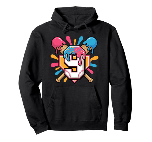 Baseball 9Th Birthday Cream Drip 9 Hoodie - Fun Novelty Design Unisex - T-Shirt, Sweatshirt, Hoodie