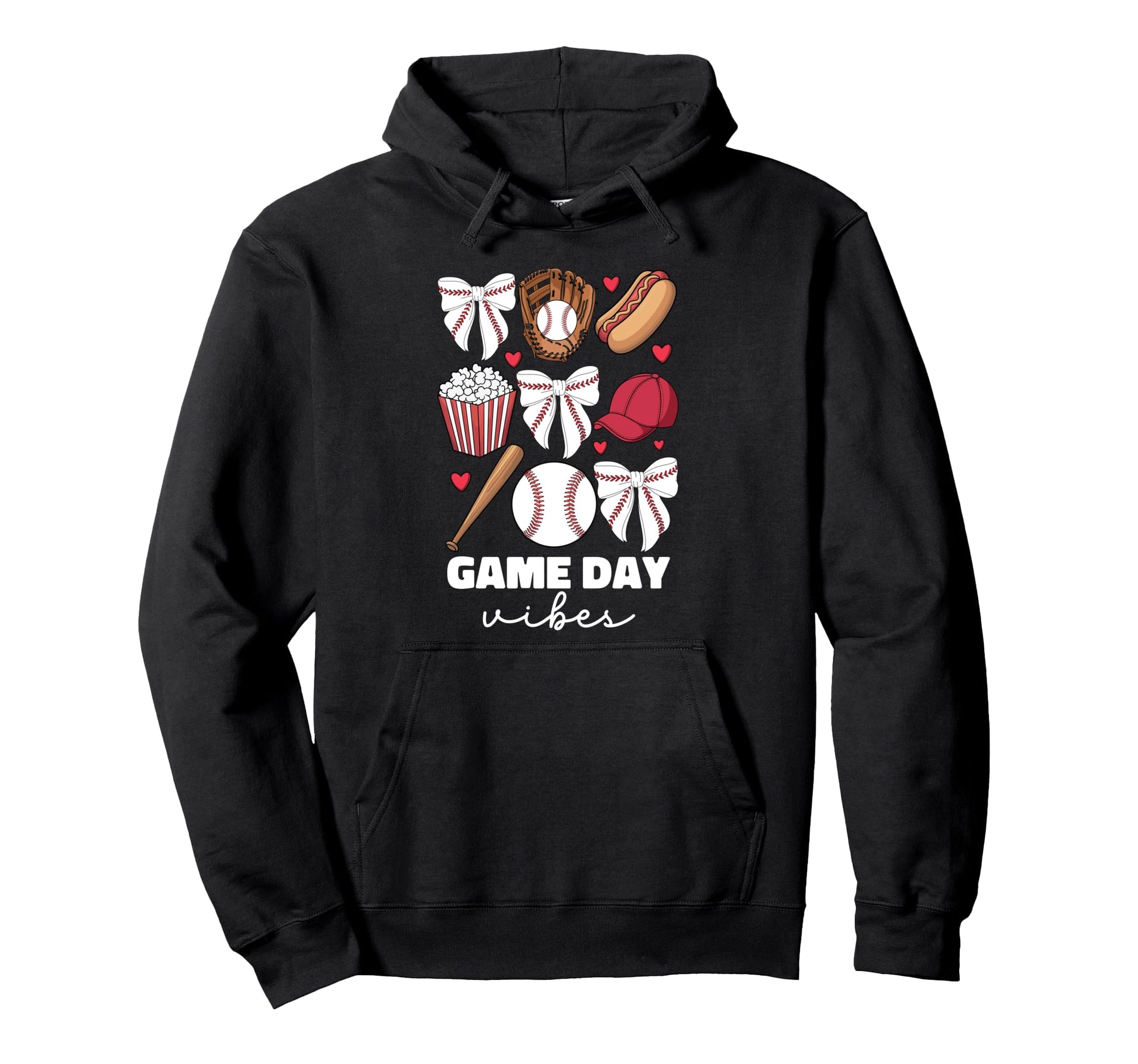 Game Day Vibes Coquette Bow Baseball Hoodie - Minimalist Print for Adults - T-Shirt, Sweatshirt, Hoodie