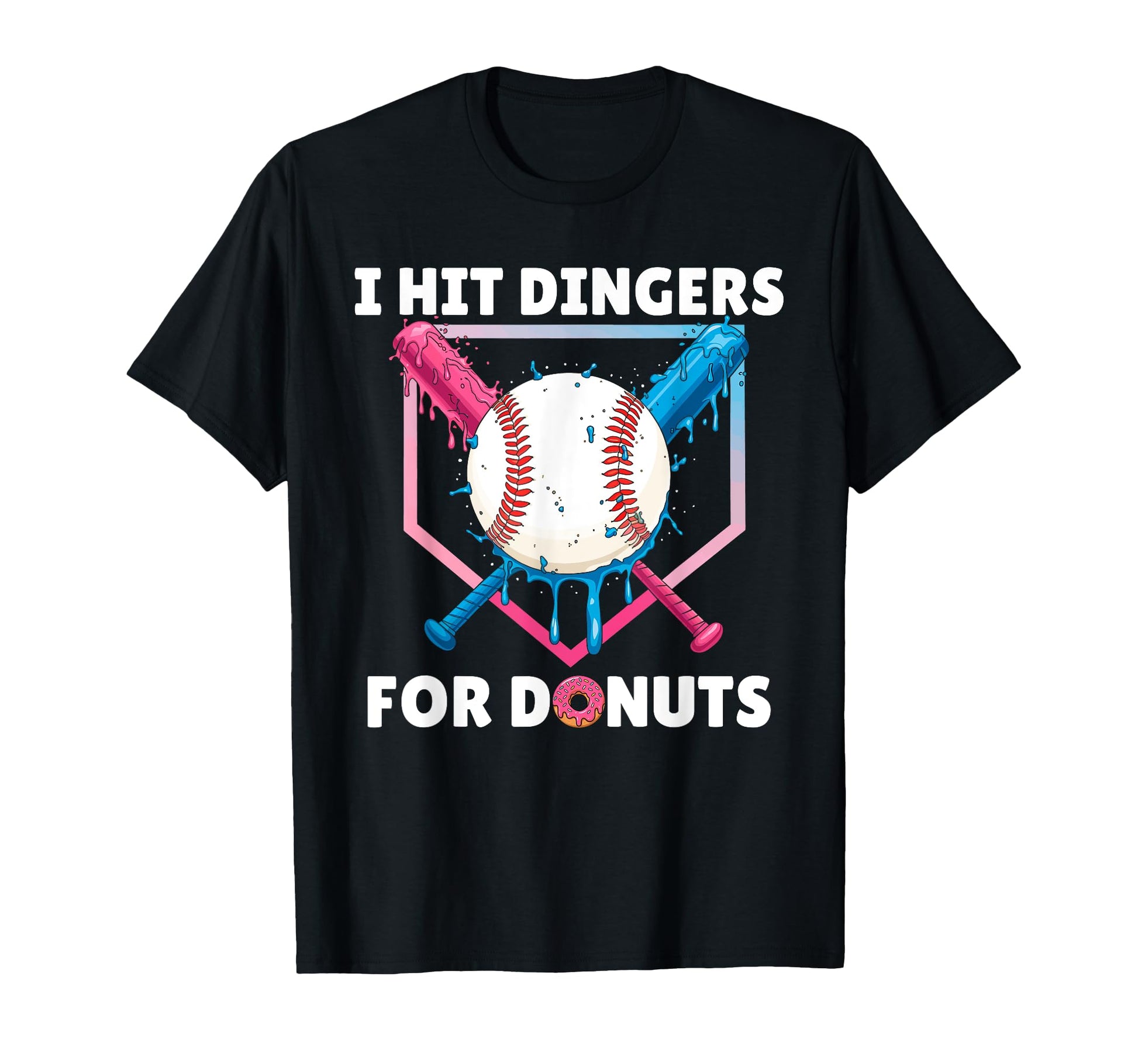 Baseball I Hit Dingers Donuts T-Shirt - Fun Novelty Design for Adults - T-Shirt, Sweatshirt, Hoodie